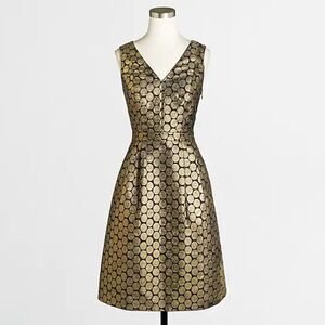 J.Crew Factory Sz. 2 New Metallic Dot Jacquard V-neck Dress Party Holiday
